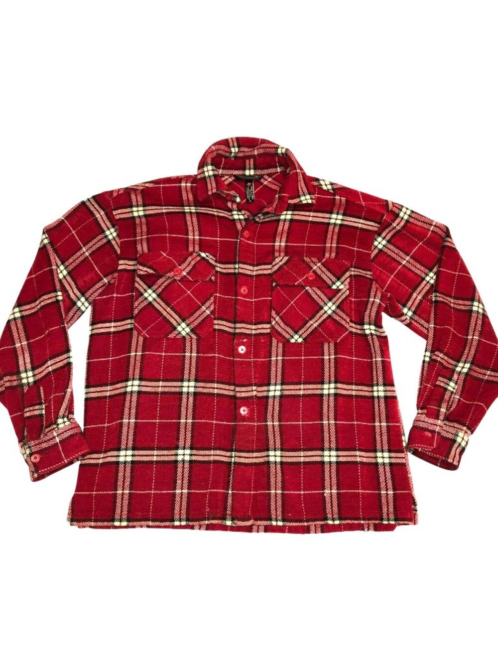 Hip Hop History Red Plaid Flannel Shacket Shirt Sz L Grunge Streetwear Distresse